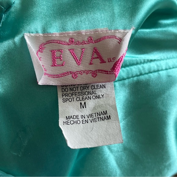 EVA USA Strapless Embellished Floor Length Gown Turquoise Sz M - Picture 16 of 16
